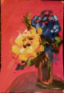 Yellow Rose V acrylic on paper 7.5"x11"