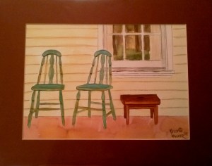Chairs on the Porch Watercolor, Matted, 11"x14" SALE PRICE - $25
