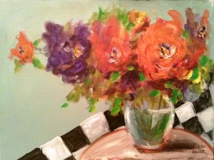 Still Life with Roses II Acrylic on Watercolor Paper, 11"x15" SALE PRICE:  $15