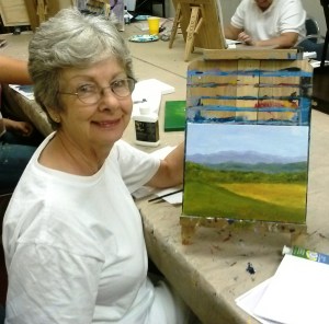 Drema with her first painting
