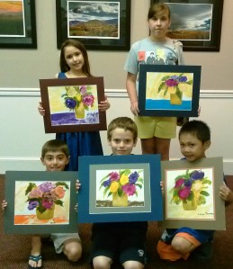 Kid's class paint florals
