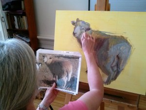 Nancy demonstrating a full body painting - Sheep