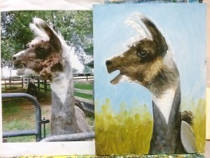 Llama painting with reference photo