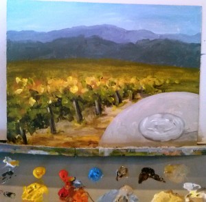 Step 4 - Adding the foreground - a table and glass