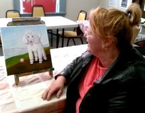 Cathy with her Poodle painting