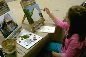 Sam hard at work on the cabin