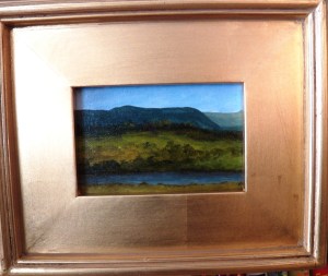 "Signal Knob II", acrylic on canvas, 4"x6", (11.5"x 9.5" framed size), $95