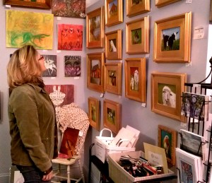 Laura checking out Delilah's for her blog post