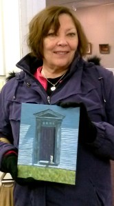 Kathy with her "Cat in the Door"