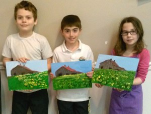 Kids Paint Landscape with Old Barn