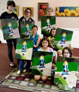 Art Camp Week 1 copy of Renoir's Girl with Watering Can