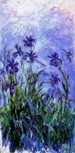 Claude Monet, (1840-1926) “Lilac Irises” oil on canvas  32”x36” Painted in 1914-17 Private Collection