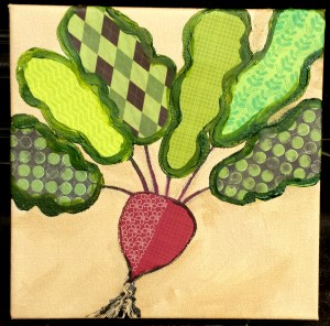 Radish Paper and Acrylic, 8" x 8"