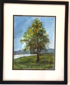 "Lone Tree", 16"x20" framed, gouache SALE PRICE $75
