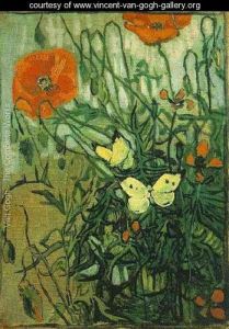 Van Gogh, Coquelicots et papillons, 1890