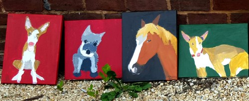 Close up of pet paintings
