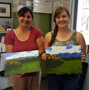 Mother-Daughter Time Painting Sunflower Field
