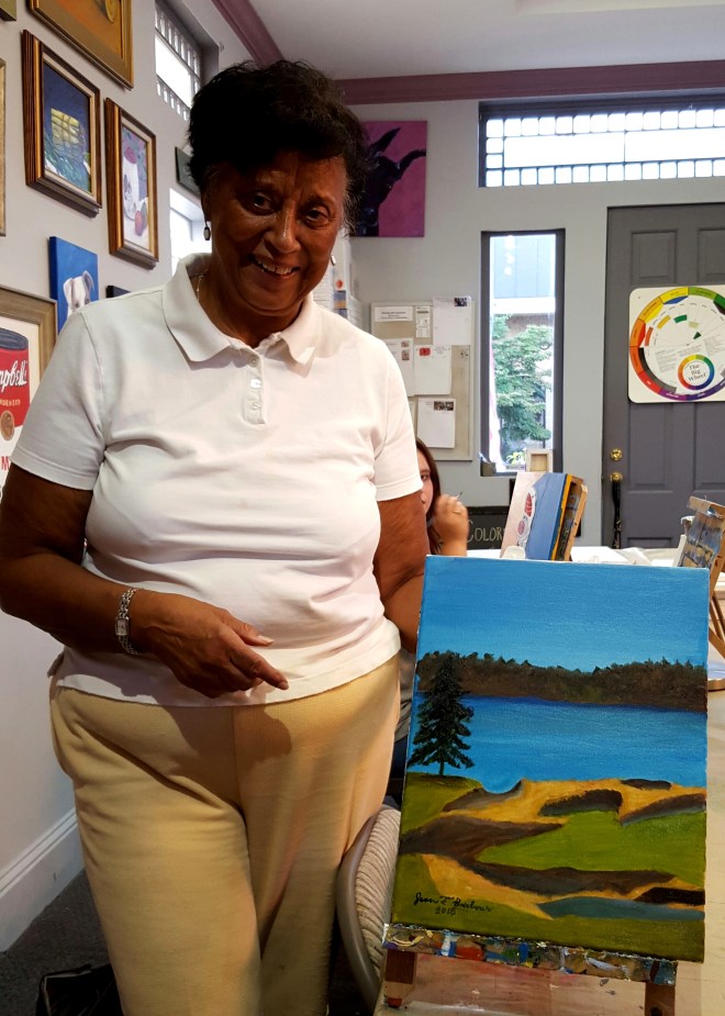 Jean with golf course