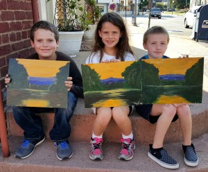 Jacob, Mary Sophia and Aaron with Sunset on the North Fork