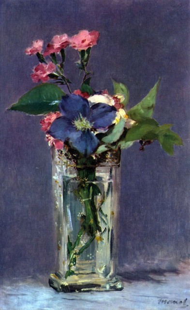 Manet - Carnations and Clematis in a Crystal Vase